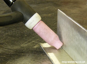 Torch position for TIG fillet weld