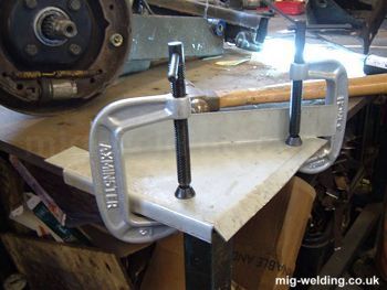 Metal bending on a steel bench