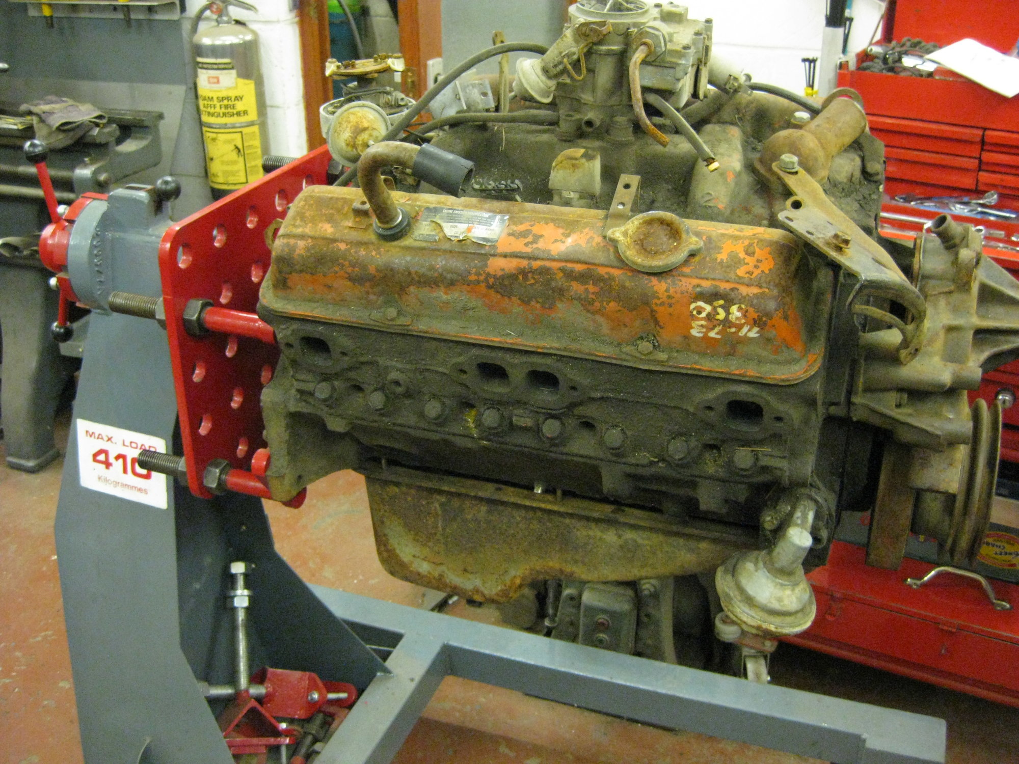 chevy motor on stand2.JPG