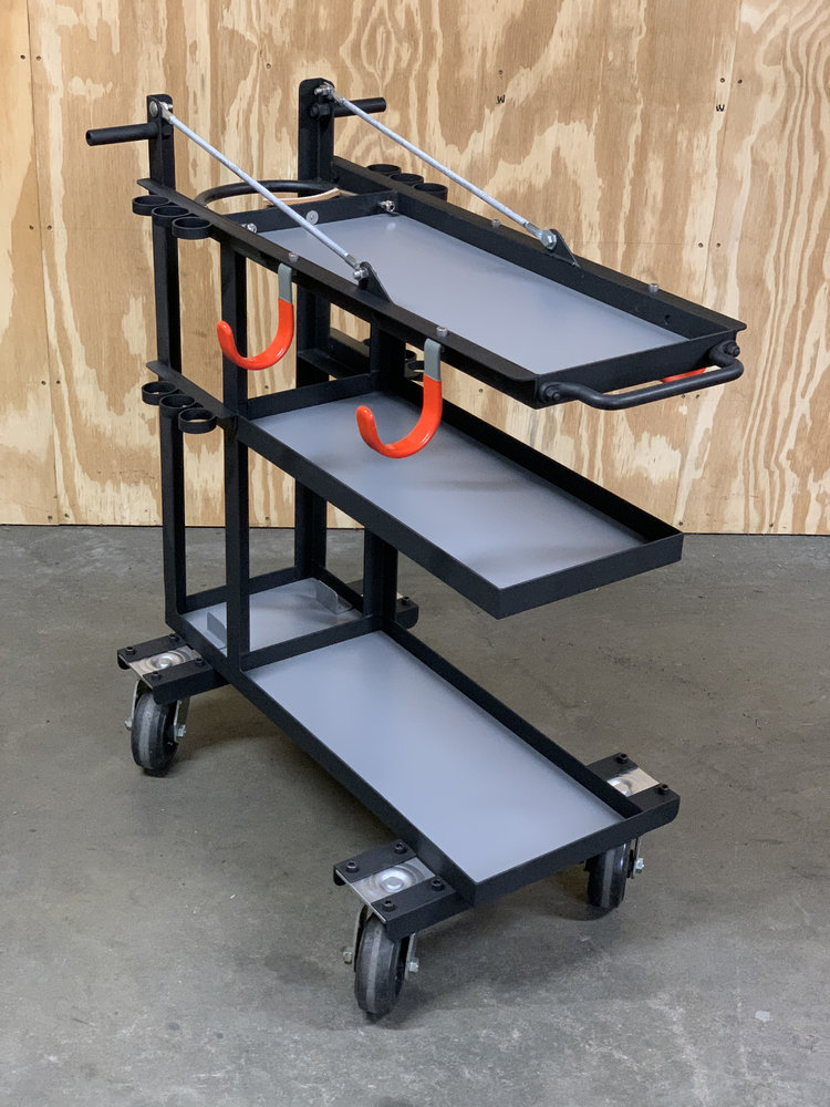 Trolley frame, with shelf bottoms.