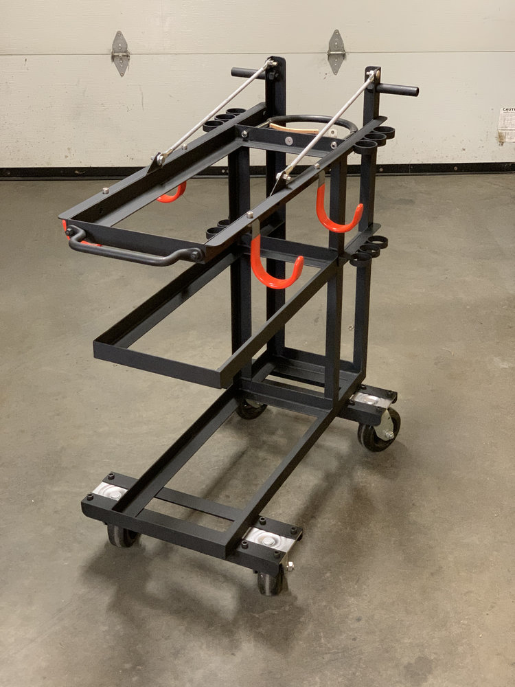 Trolley frame, without shelf bottoms.