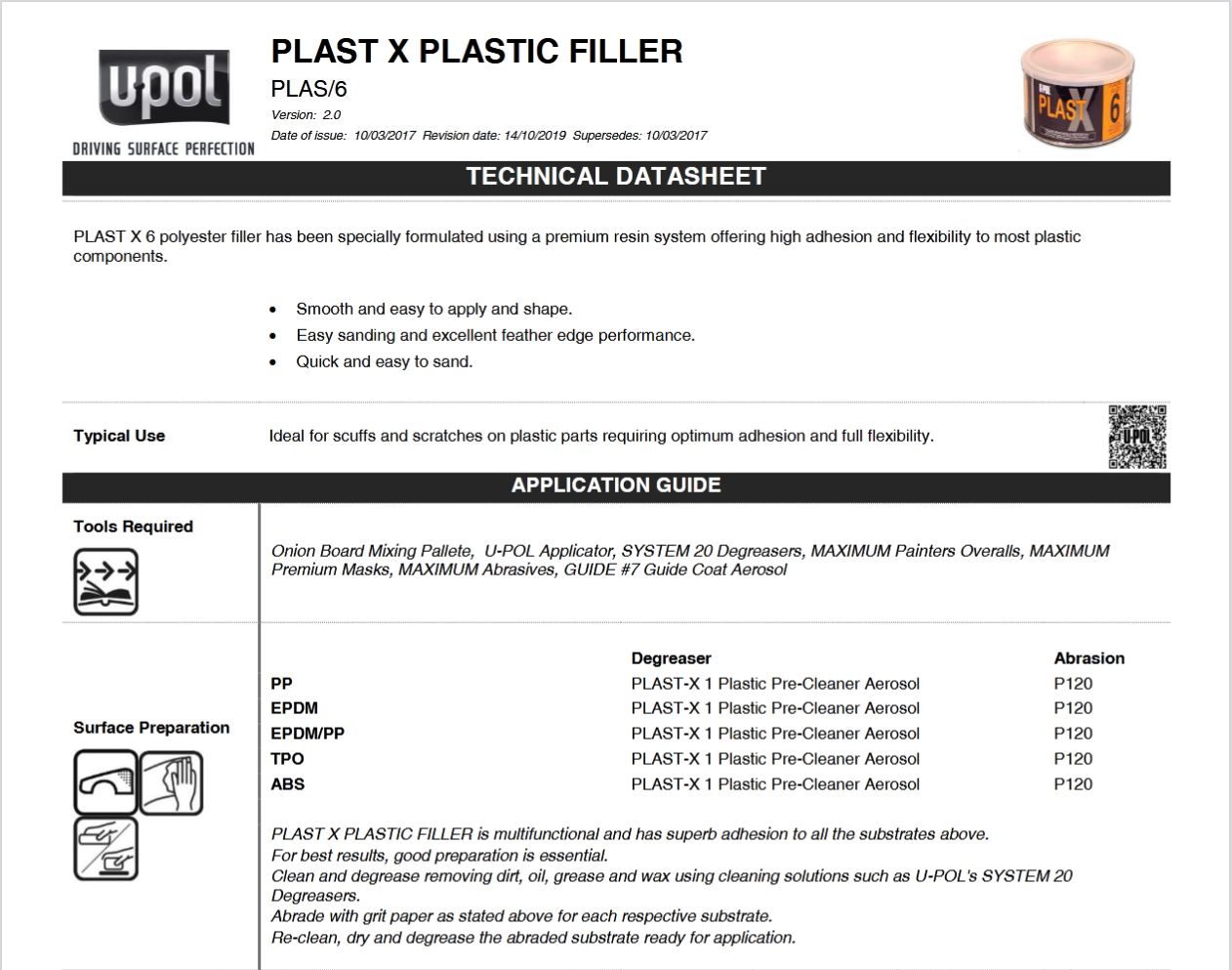 Plast X Highly Flexible Body Filler for Plastics - U-Pol