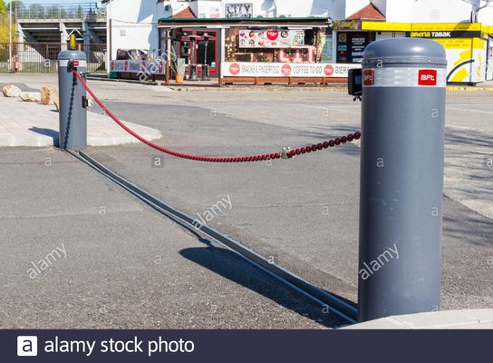 bft-motorised-column-columns-for-automatic-chain-barrier-at-car-park-sopron-hungary-2BF7KXY.jpg