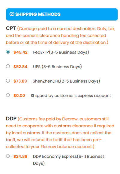 Elecrow Carriage Options.png