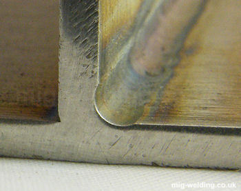 Autogenous TIG fillet weld showing undercut